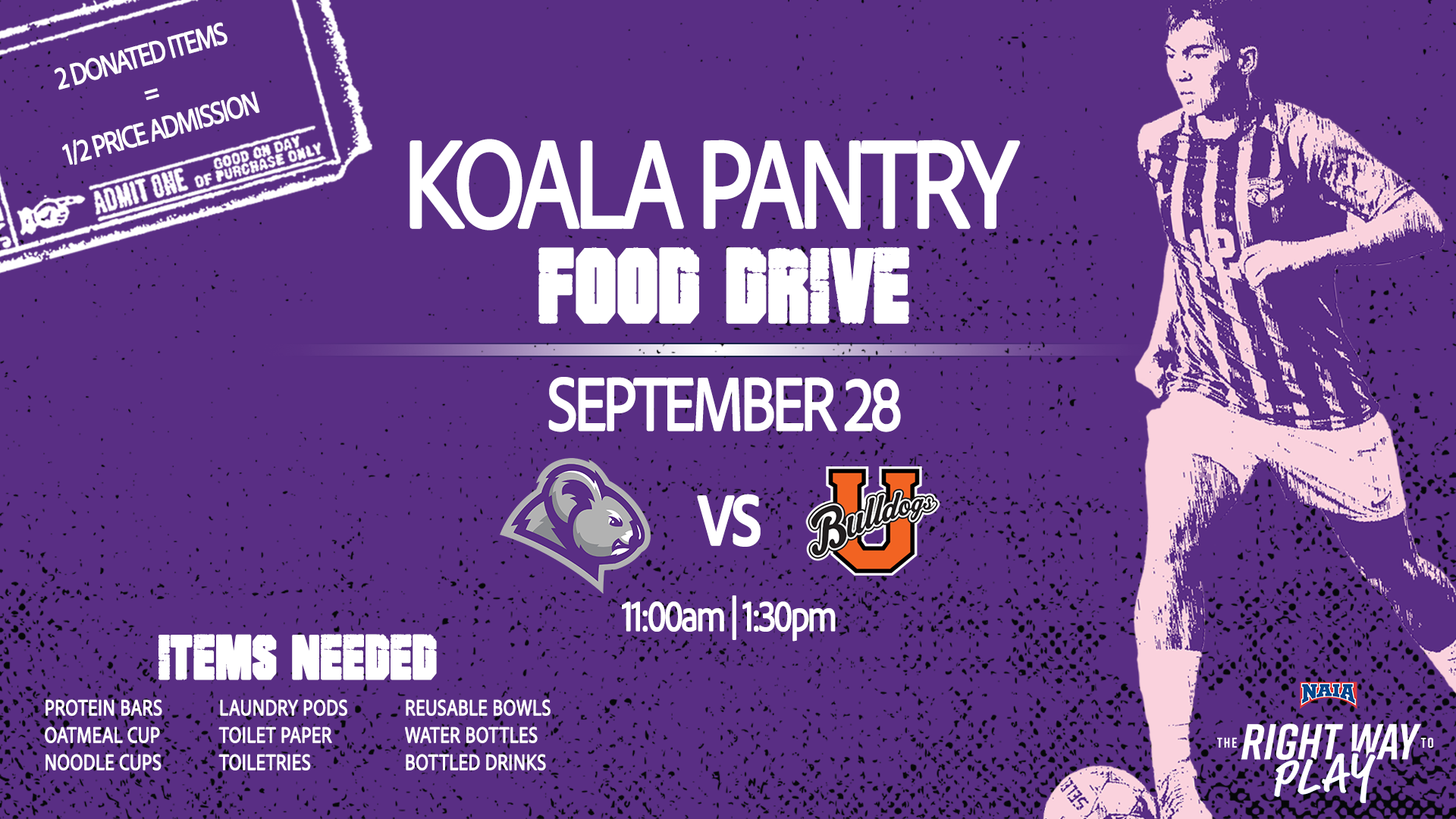 Columbia Athletics to Host Koala Pantry Food Drive During Soccer Games on Sept. 28
